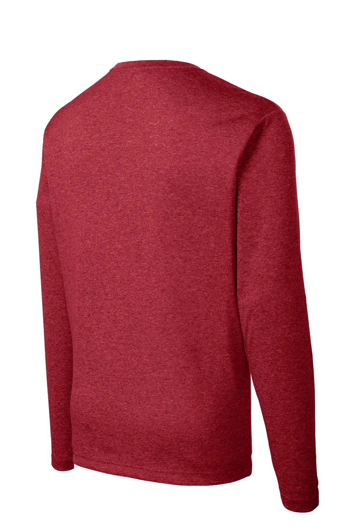 Sport-Tek Long Sleeve Heather Contender Tee. ST360LS Scarlet Heather