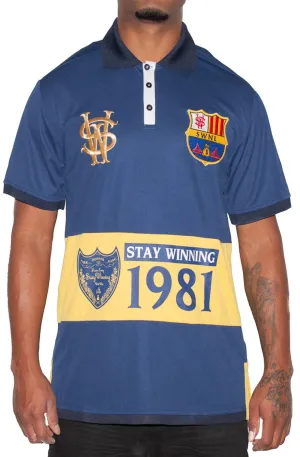 Stay Winning Navy/Yellow Soccer Polo Tee