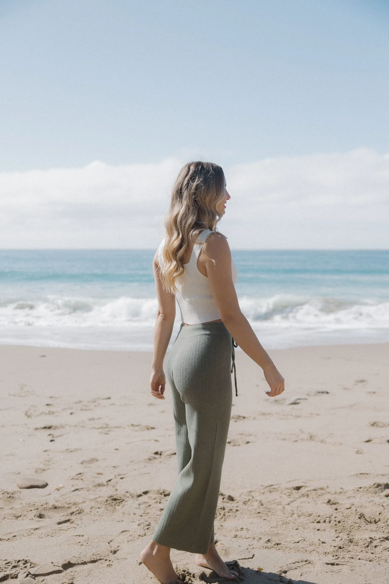 Staycation Ribbed Pants in Olive