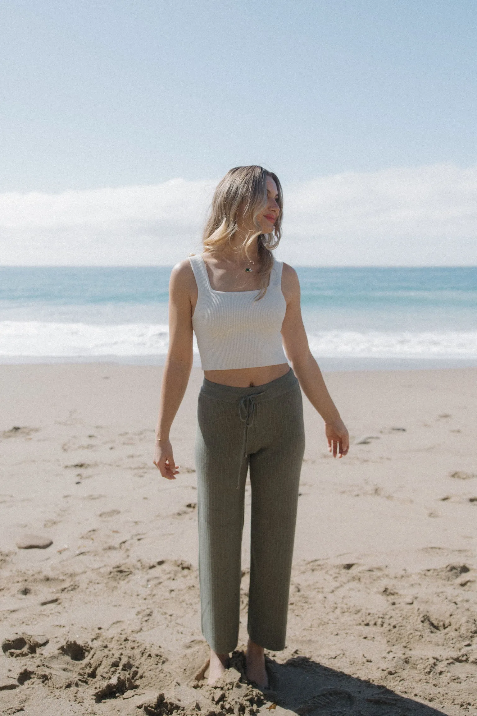 Staycation Ribbed Pants in Olive