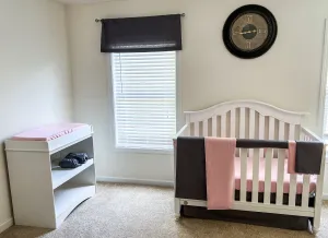 Steel Gray and Pink Baby Crib Bedding Set All in One