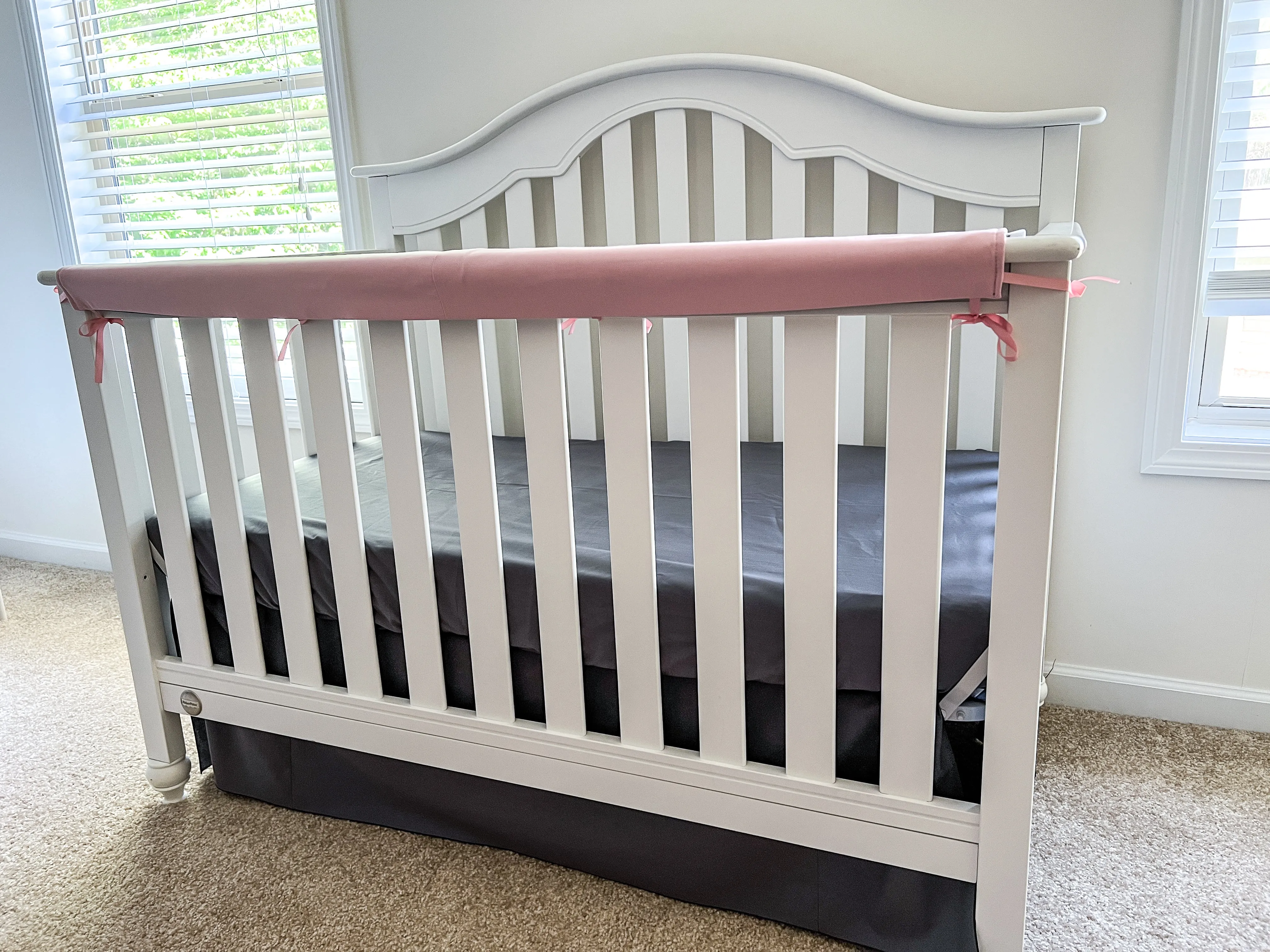 Steel Gray and Pink Baby Crib Bedding Set All in One