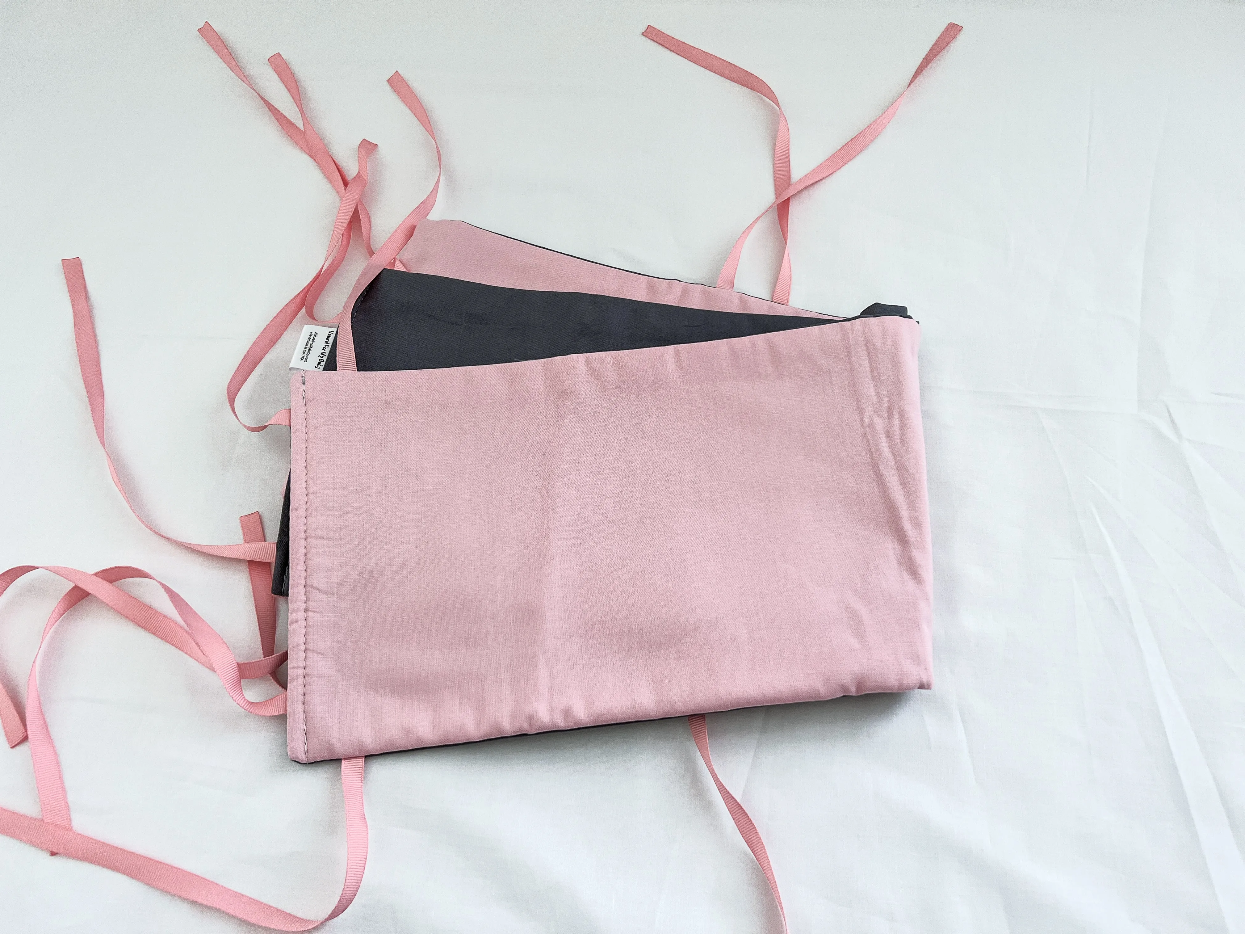 Steel Gray and Pink Baby Crib Bedding Set All in One
