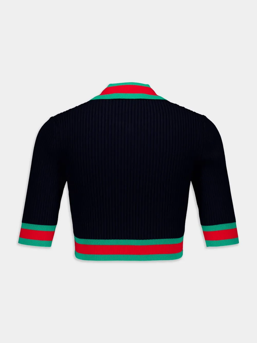 Stretch Viscose Cropped Polo Shirt