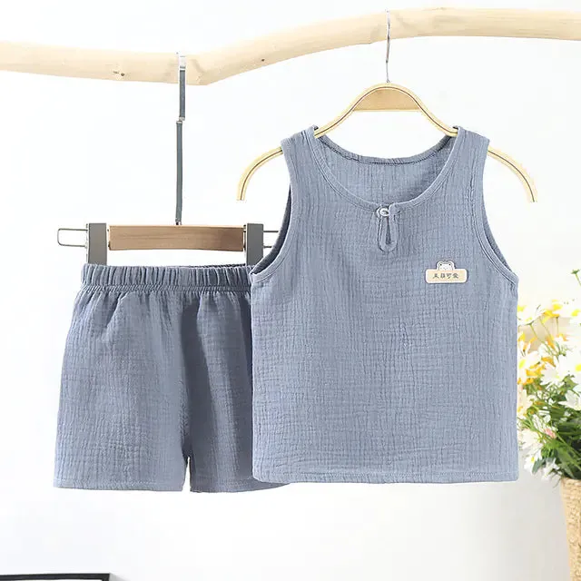 Summer Cotton Tank Tops and Shorts Set for Infants