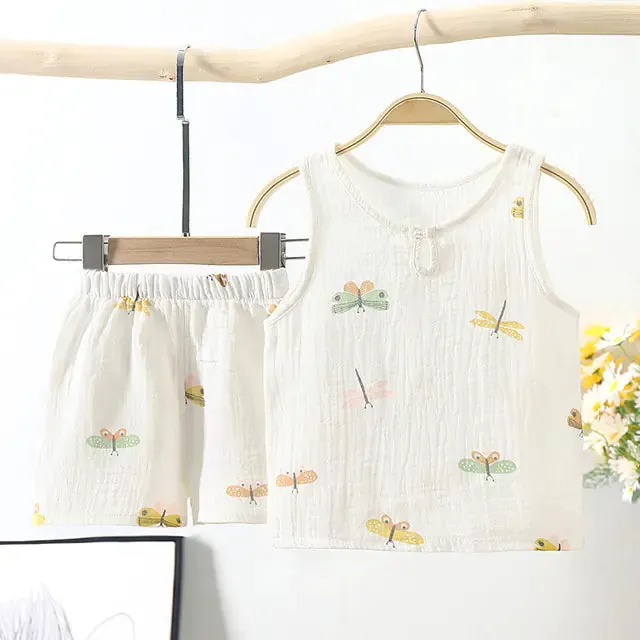 Summer Cotton Tank Tops and Shorts Set for Infants