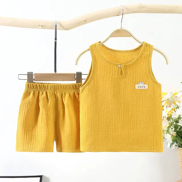 Summer Cotton Tank Tops and Shorts Set for Infants