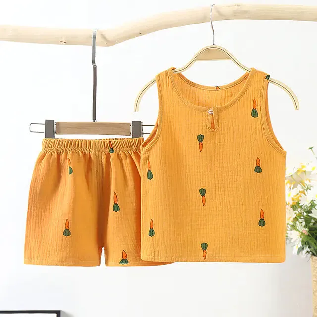 Summer Cotton Tank Tops and Shorts Set for Infants