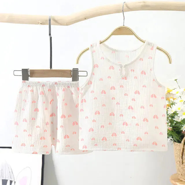 Summer Cotton Tank Tops and Shorts Set for Infants