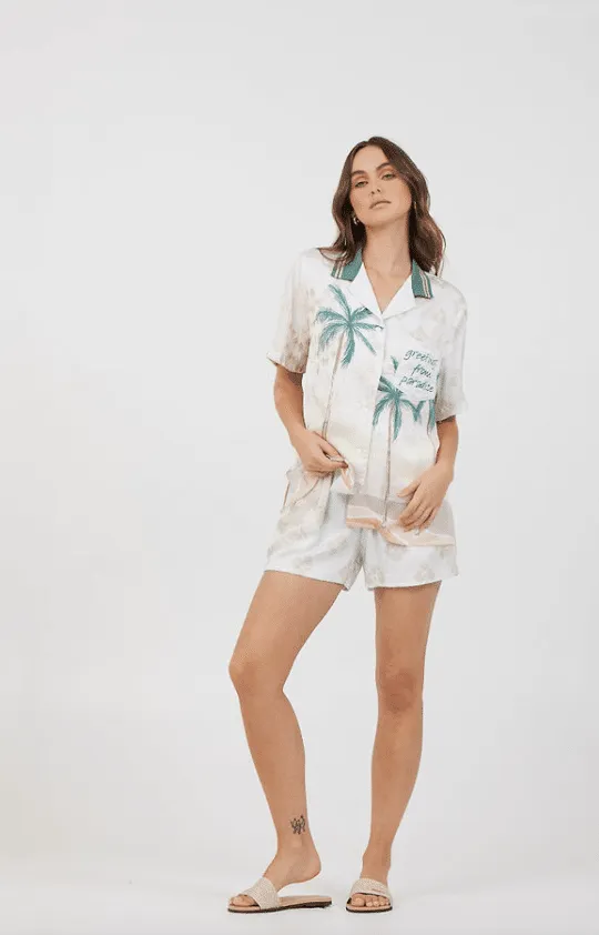 Summer Paradise Satin Printed Shorts