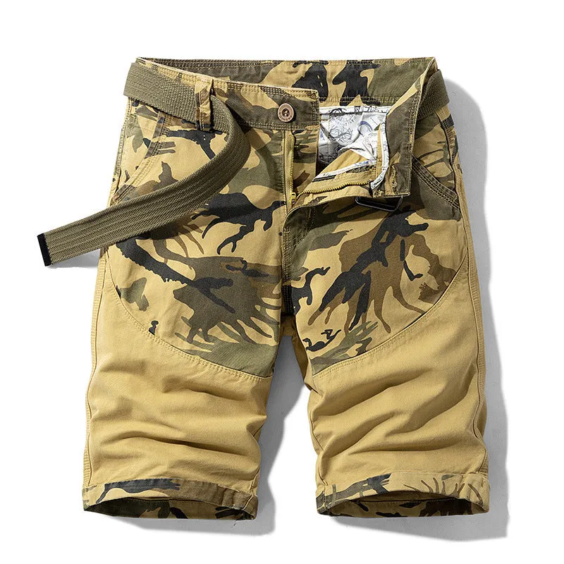 Summer Thin Print Striped Cargo Shorts