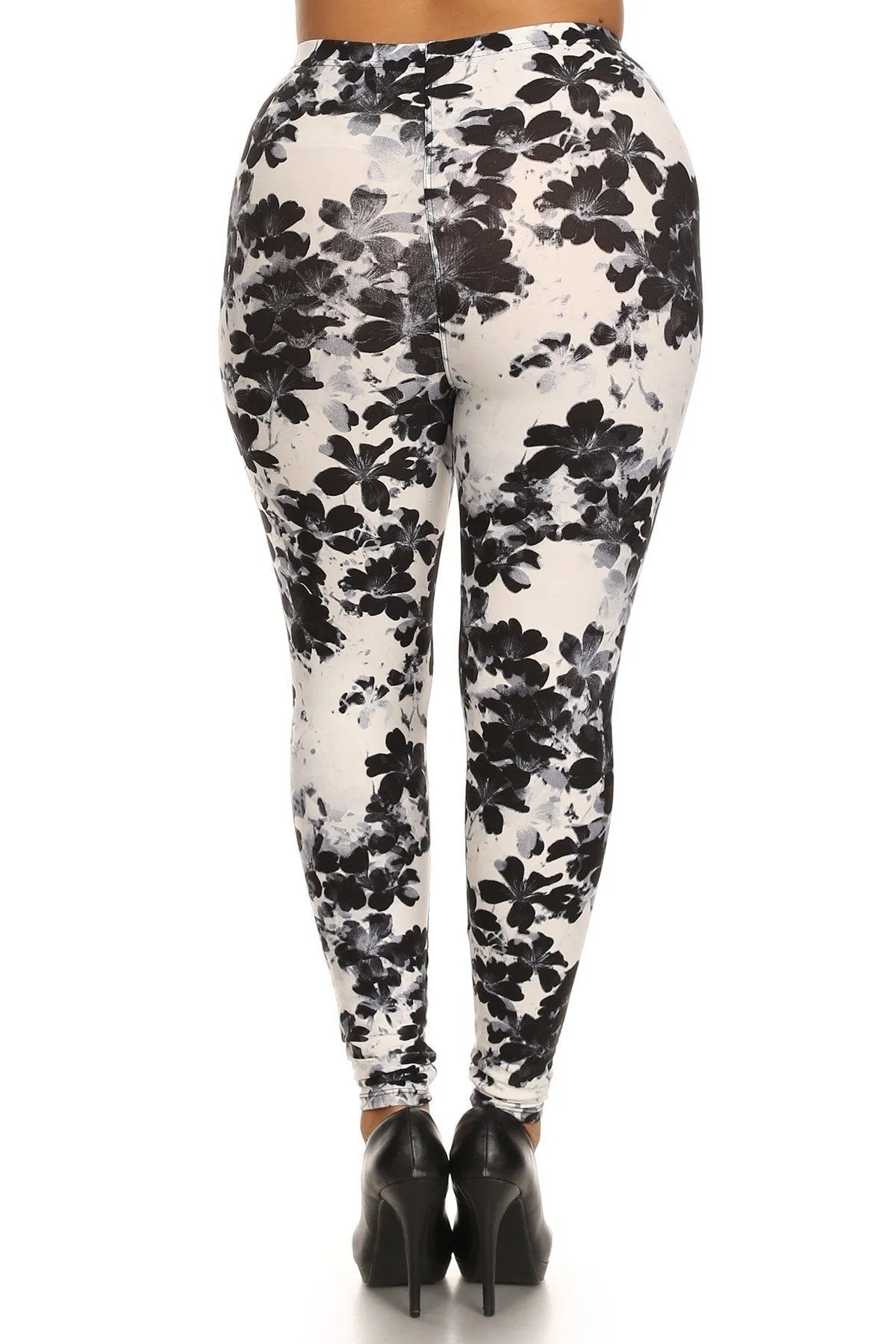 Super Soft Peach Skin Fabric, Floral Graphic Printed Knit Legging
