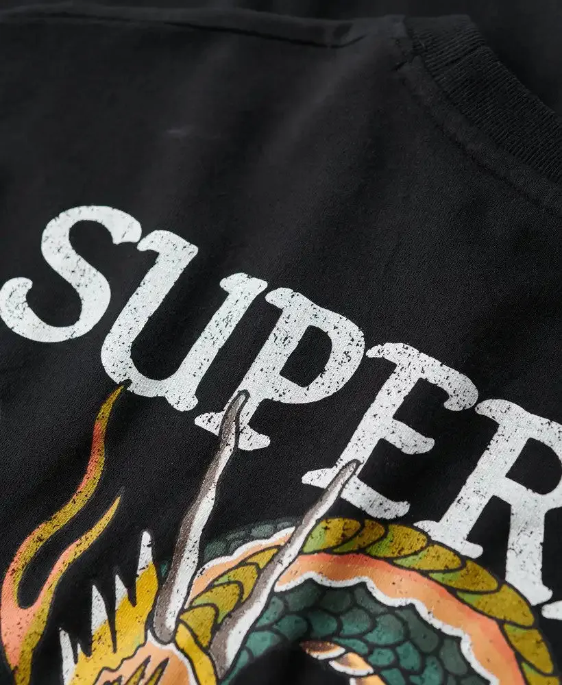 Superdry Men's Tattoo Graphic Loose Fit T-Shirt Washed Black