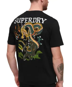 Superdry Men's Tattoo Graphic Loose Fit T-Shirt Washed Black