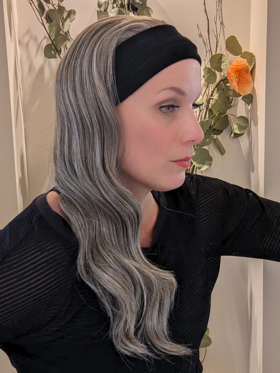 Synthetic Headband Wig | Light Grey | Hand-Tied