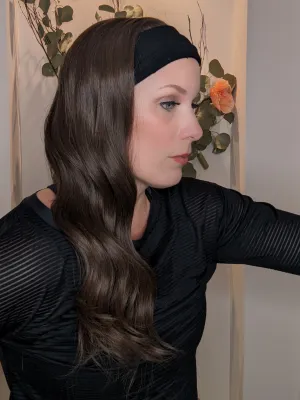 Synthetic Headband Wig | Medium Brown | Hand-Tied