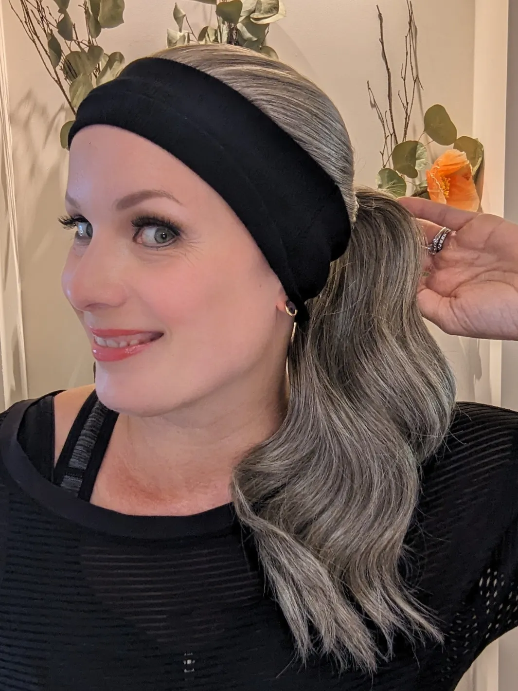 Synthetic Workout Wig | Light Grey | Hand-Tied