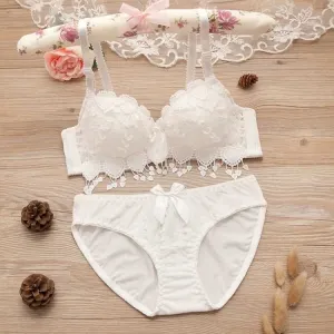 Thin Lace Push Up Adjustable Bra Set