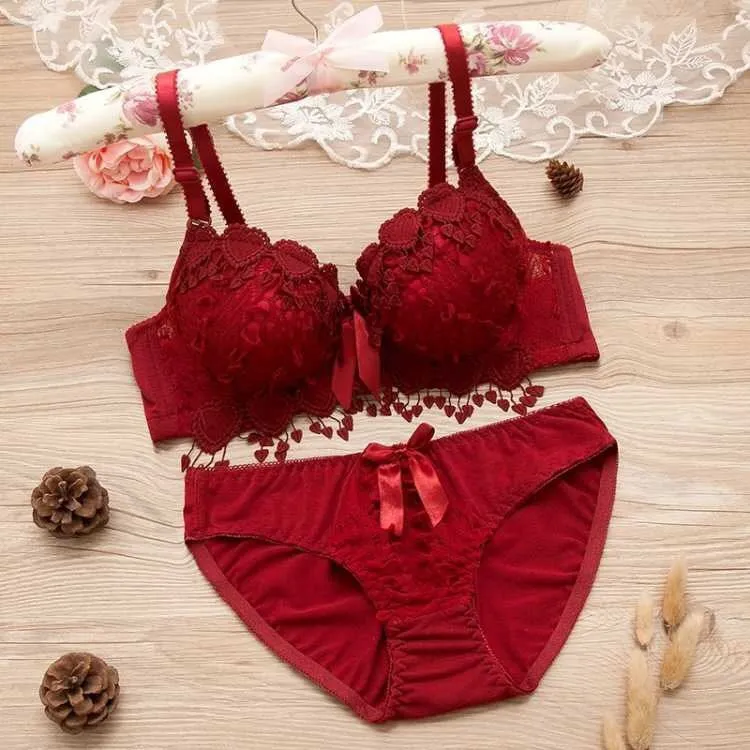 Thin Lace Push Up Adjustable Bra Set
