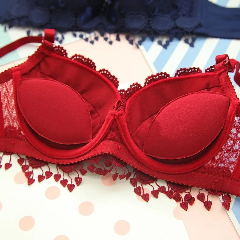 Thin Lace Push Up Adjustable Bra Set
