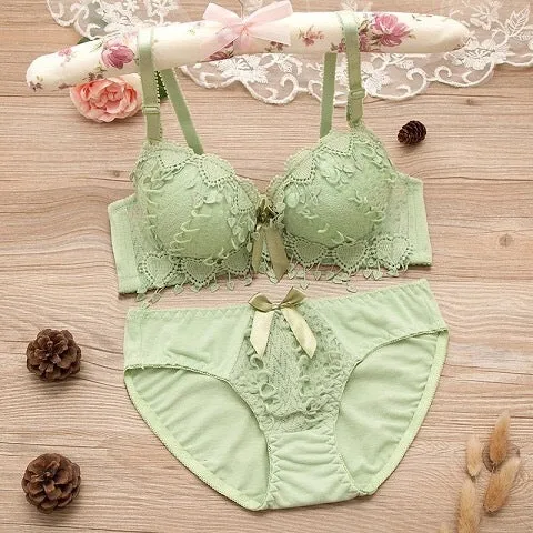 Thin Lace Push Up Adjustable Bra Set