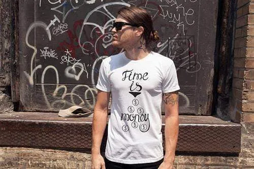 Time Is Money Shirt Men T Shirt Gray T-Shirt White
