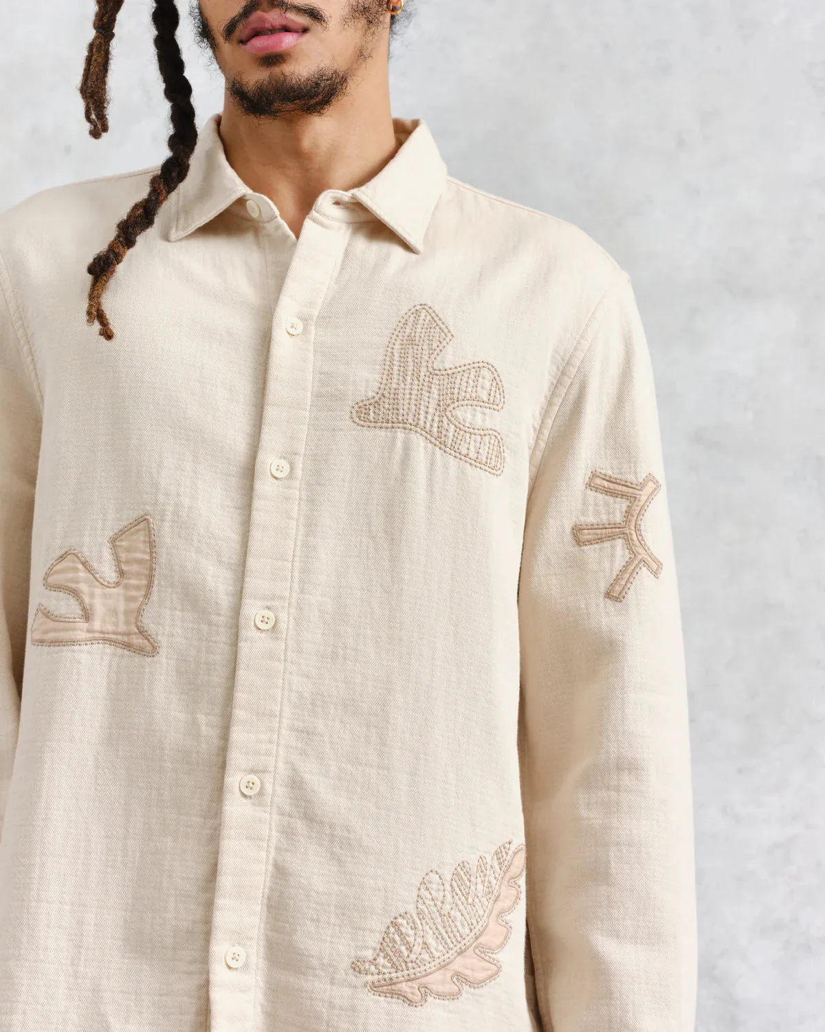 Trin - Ecru Doodle Applique Embroidered Shirt