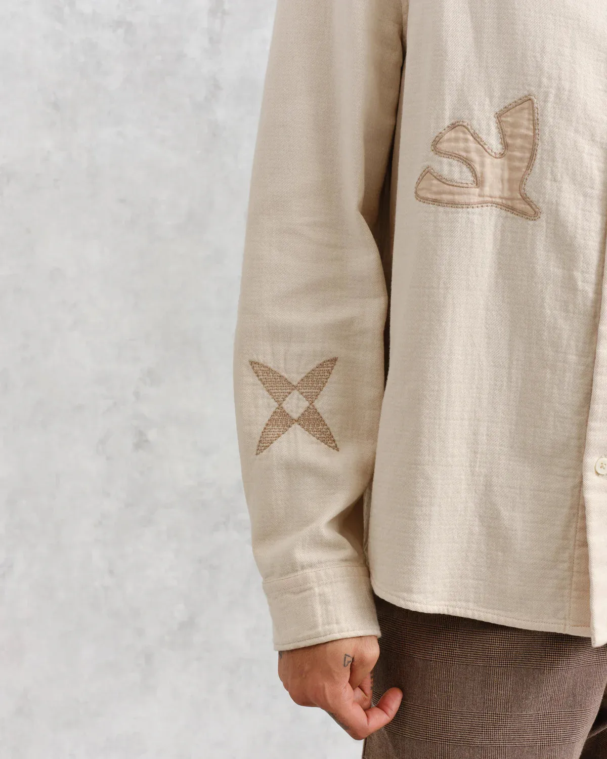 Trin - Ecru Doodle Applique Embroidered Shirt