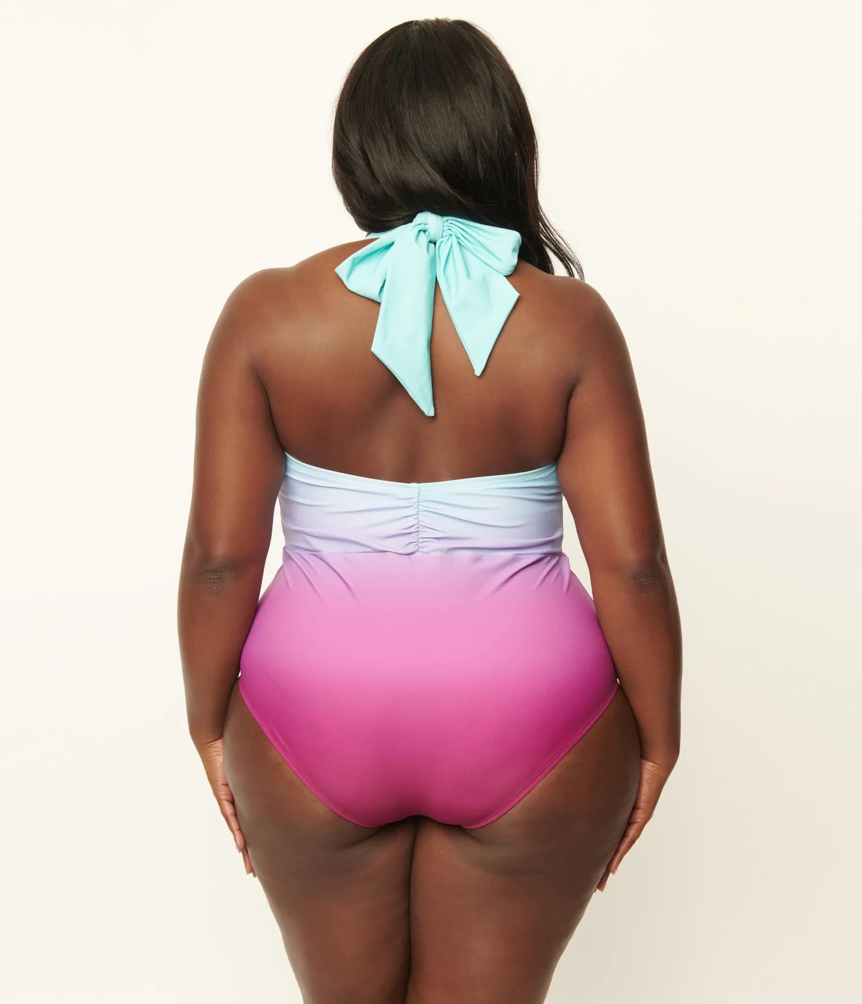 Unique Vintage Derek Swim Ombre One Piece Purple/Blue Pastel Ombre