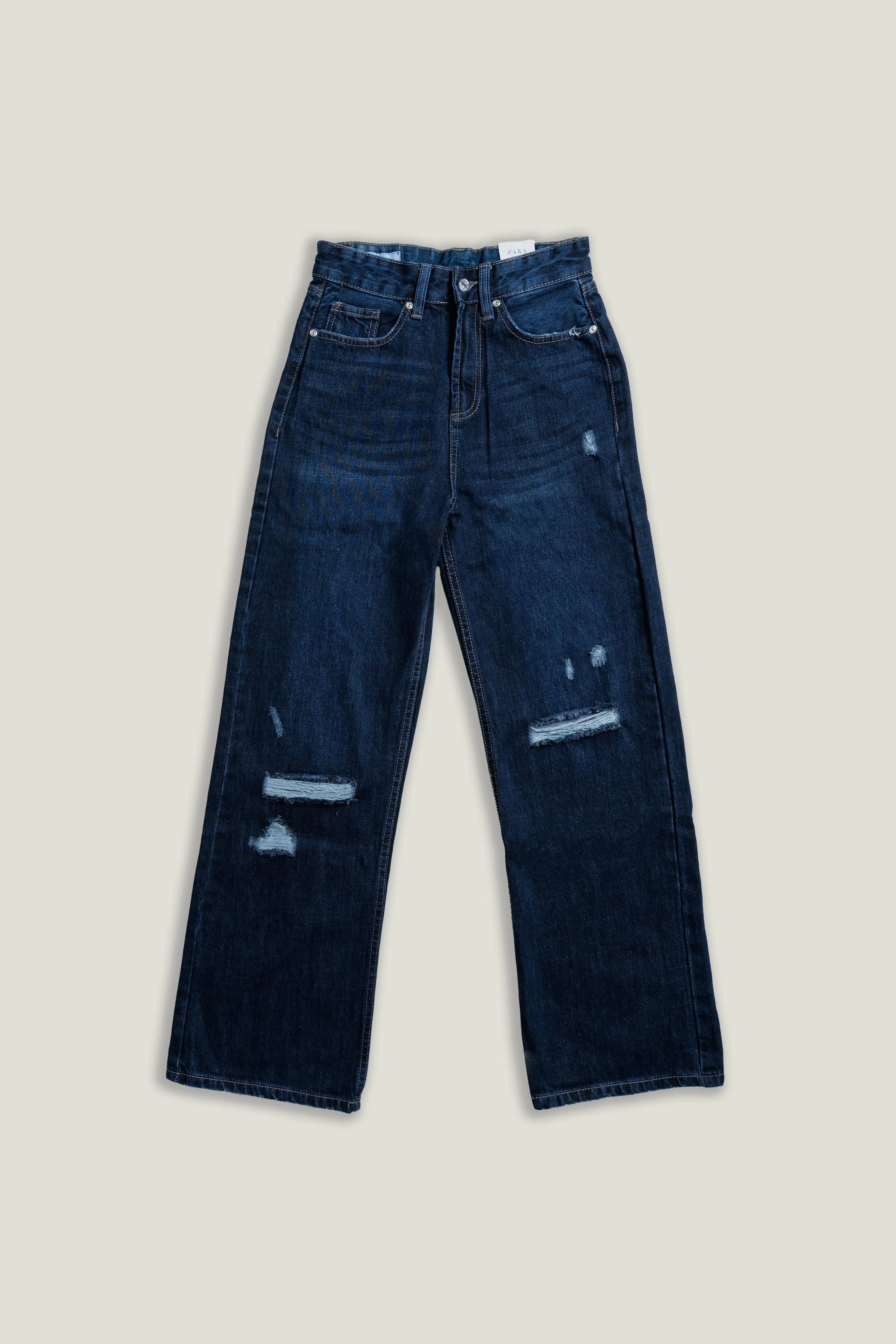 Unisex Distress straight fit Jeans dark blue