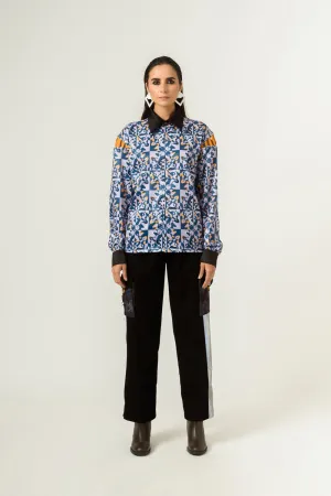 Unisex Rage Print Shoulder Detailed Shirt