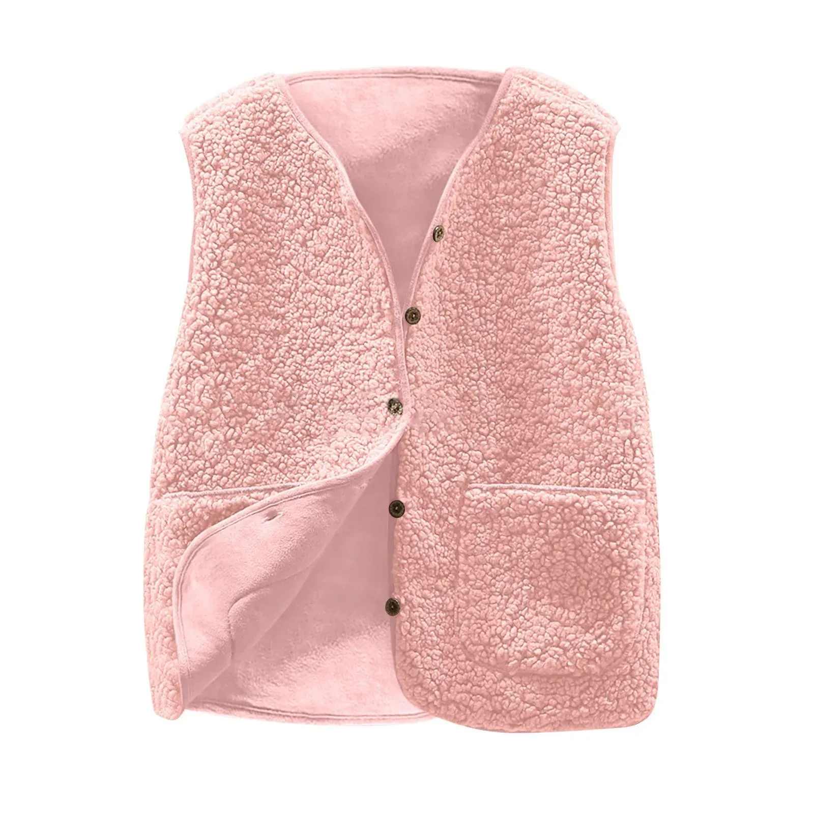 Vests New Spring Autumn Women Button Waistcoat Lamb Wool Winter Thermal Warm Thick Fleece Vests Sleeveless Jacket Ladies Coats