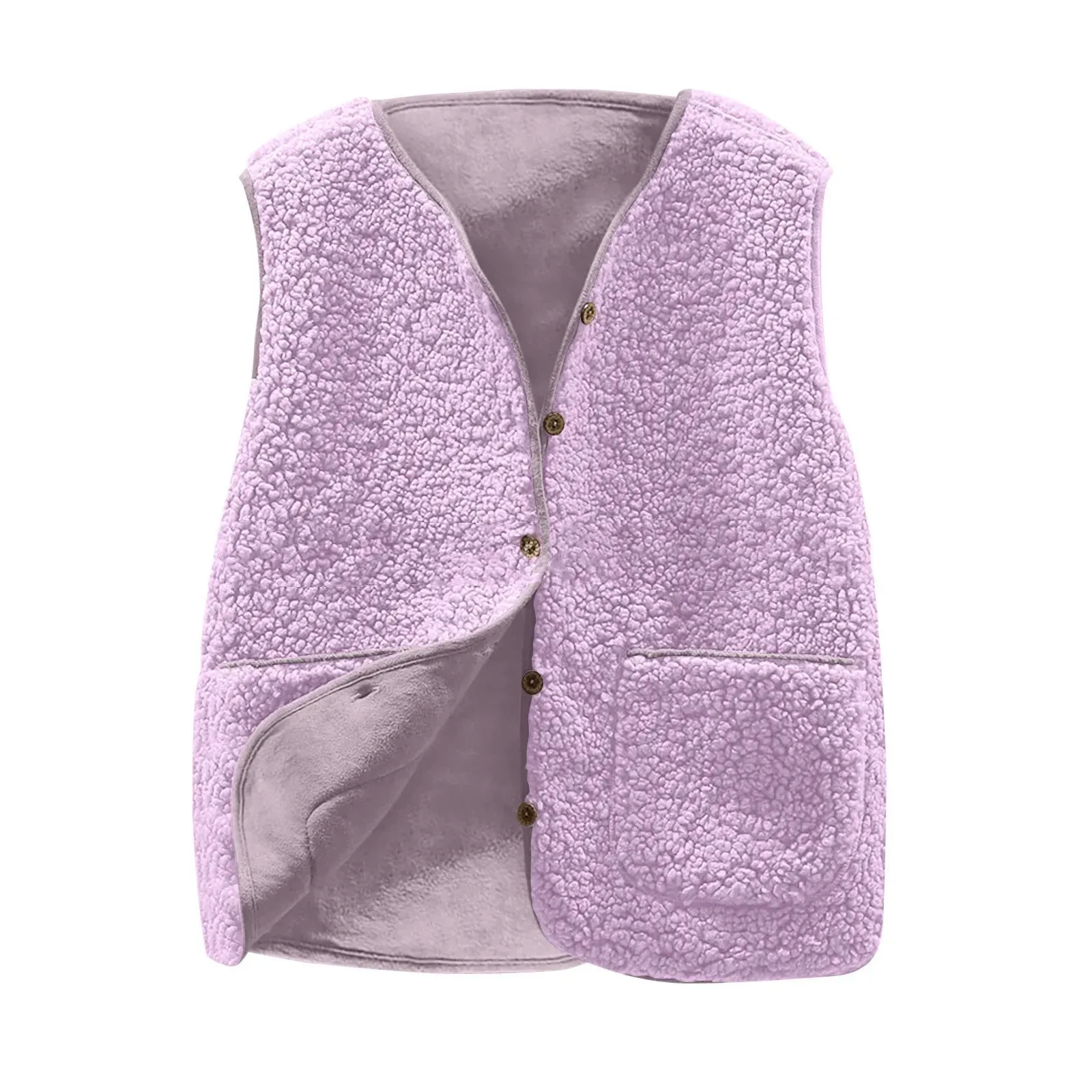 Vests New Spring Autumn Women Button Waistcoat Lamb Wool Winter Thermal Warm Thick Fleece Vests Sleeveless Jacket Ladies Coats