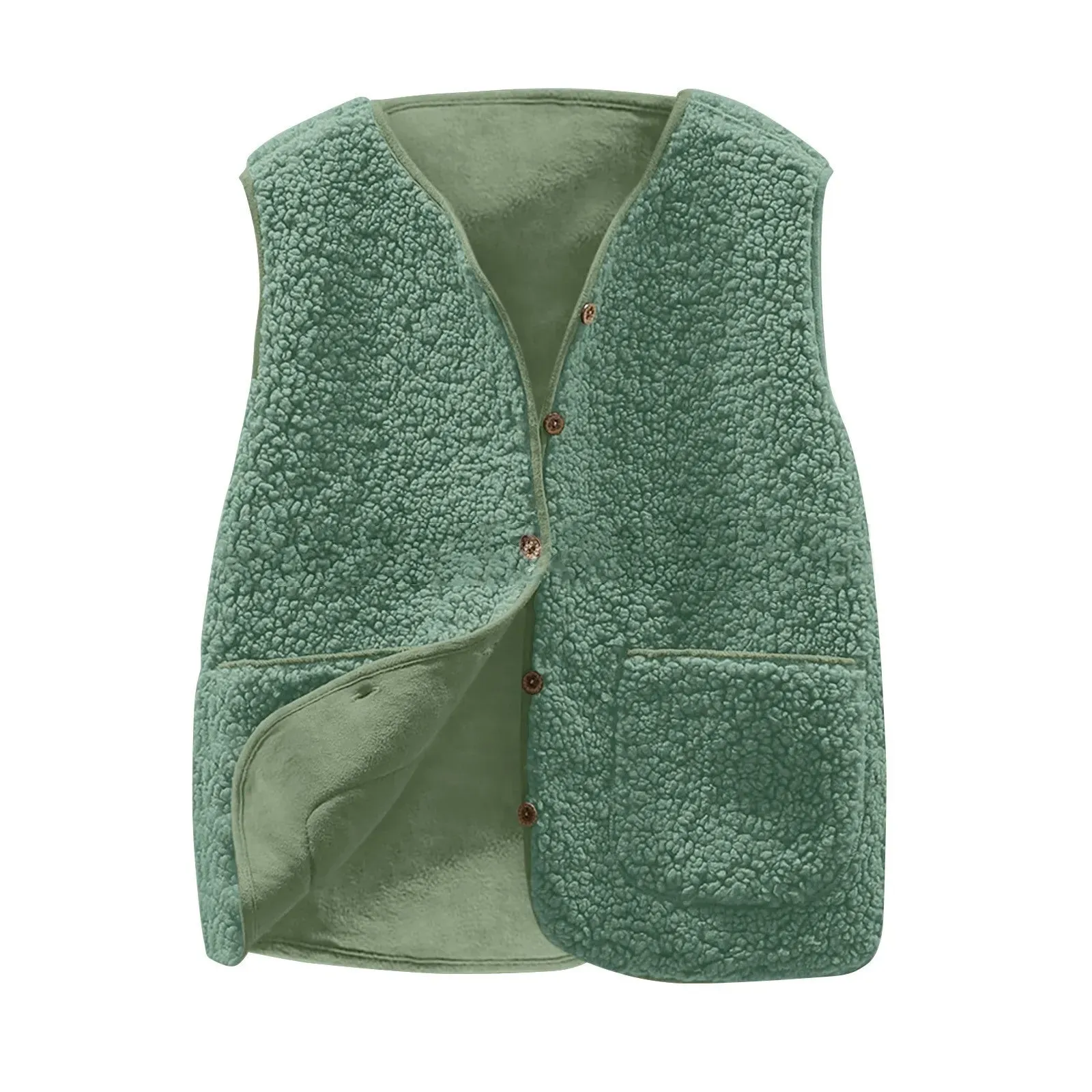 Vests New Spring Autumn Women Button Waistcoat Lamb Wool Winter Thermal Warm Thick Fleece Vests Sleeveless Jacket Ladies Coats