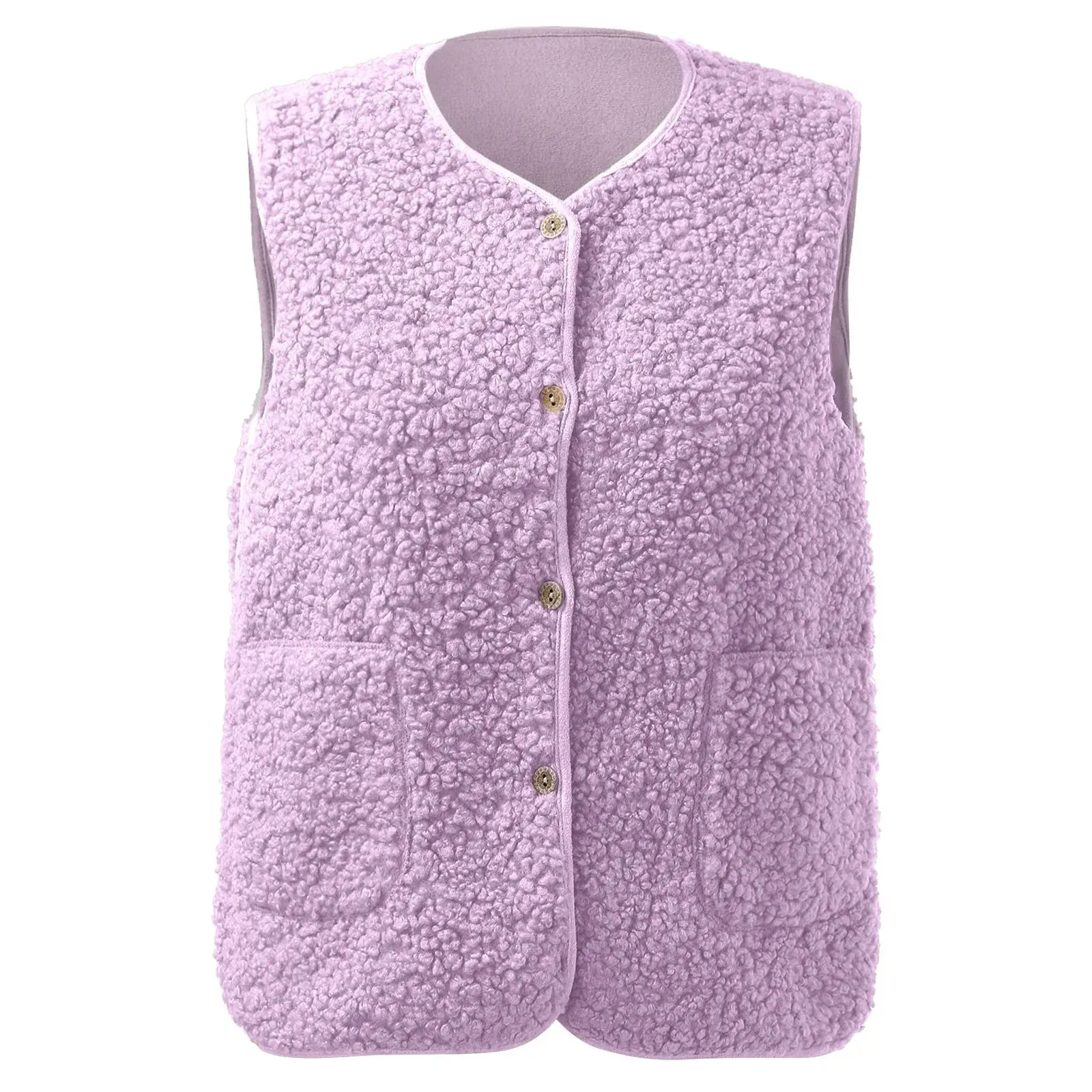 Vests New Spring Autumn Women Button Waistcoat Lamb Wool Winter Thermal Warm Thick Fleece Vests Sleeveless Jacket Ladies Coats