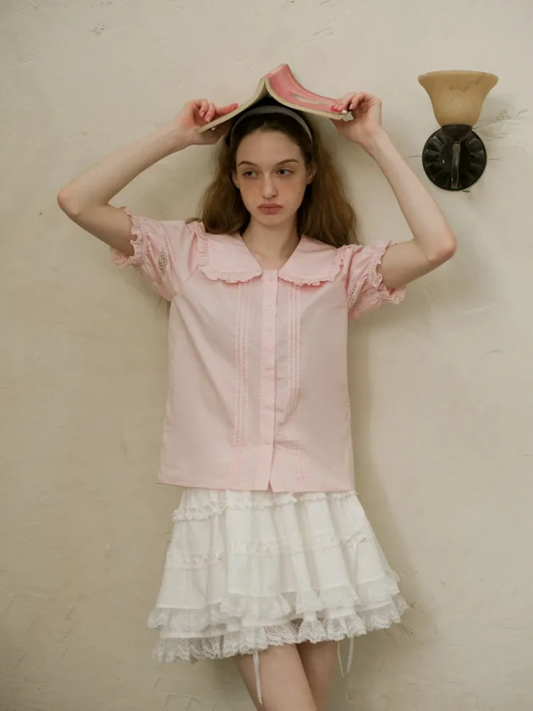Vintage Ruffle Collar Blouse