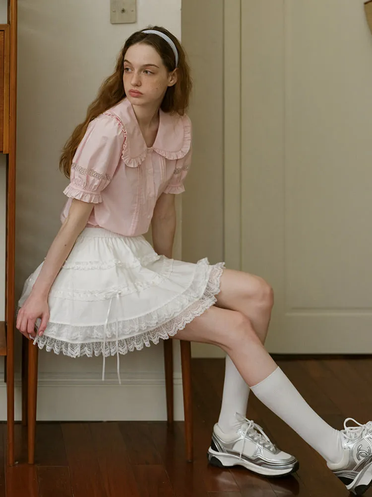 Vintage Ruffle Collar Blouse