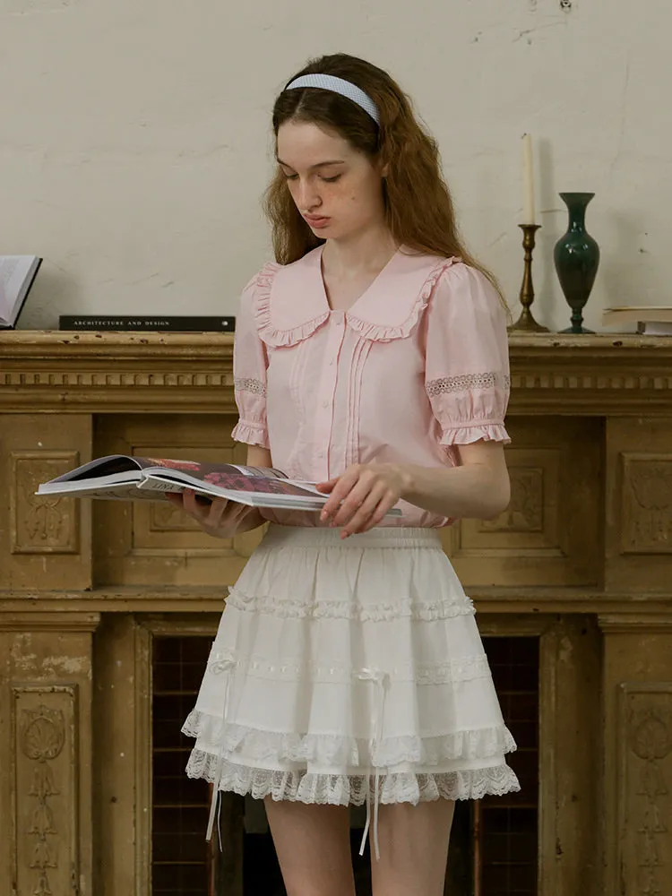 Vintage Ruffle Collar Blouse