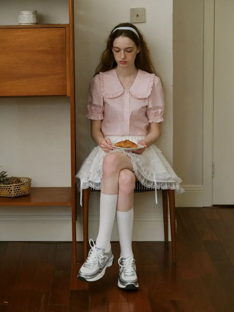 Vintage Ruffle Collar Blouse