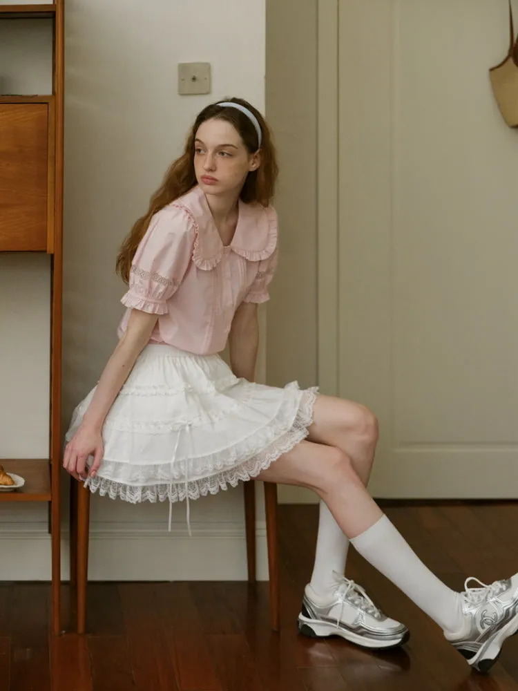 Vintage Ruffle Collar Blouse