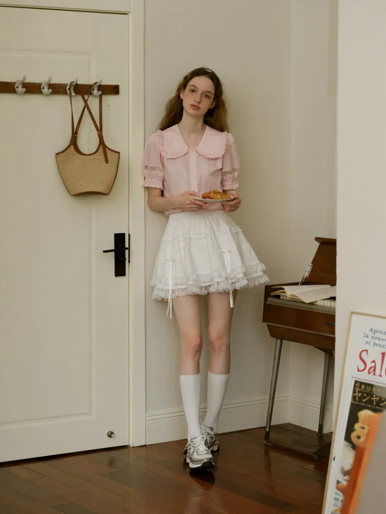 Vintage Ruffle Collar Blouse