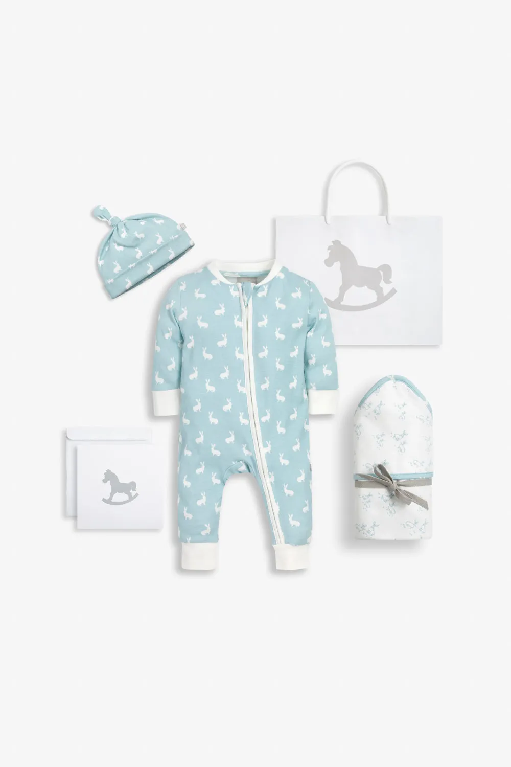Welcome Little Baby Gift Set, sky blue hare print