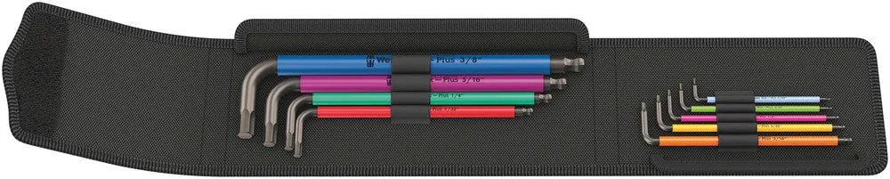 Wera 05022639001 950/9 Hex-Plus Multicolour Imperial 1 L-key set, imperial, BlackLaser, 9 pieces