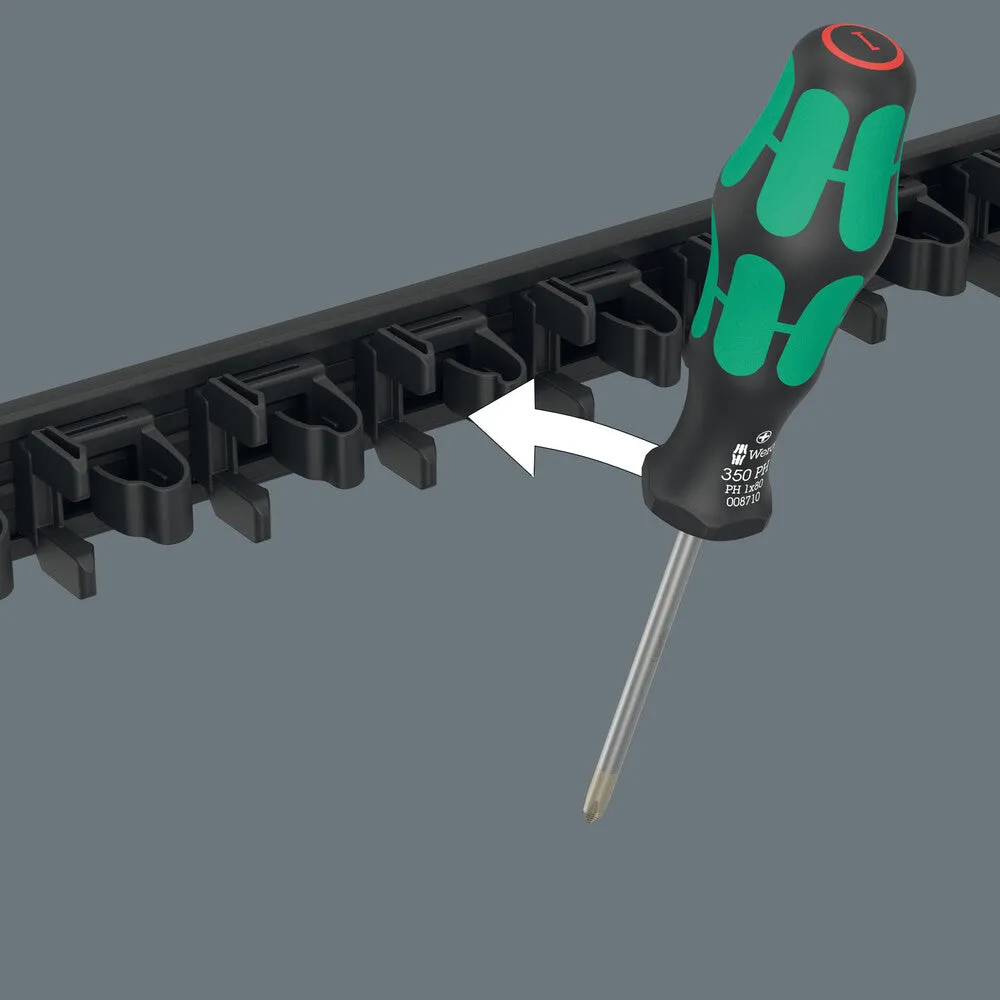 Wera 05136414001 9611 Magnetic rail Kraftform screwdriver, for up to 9 Kraftform screwdrivers, empty