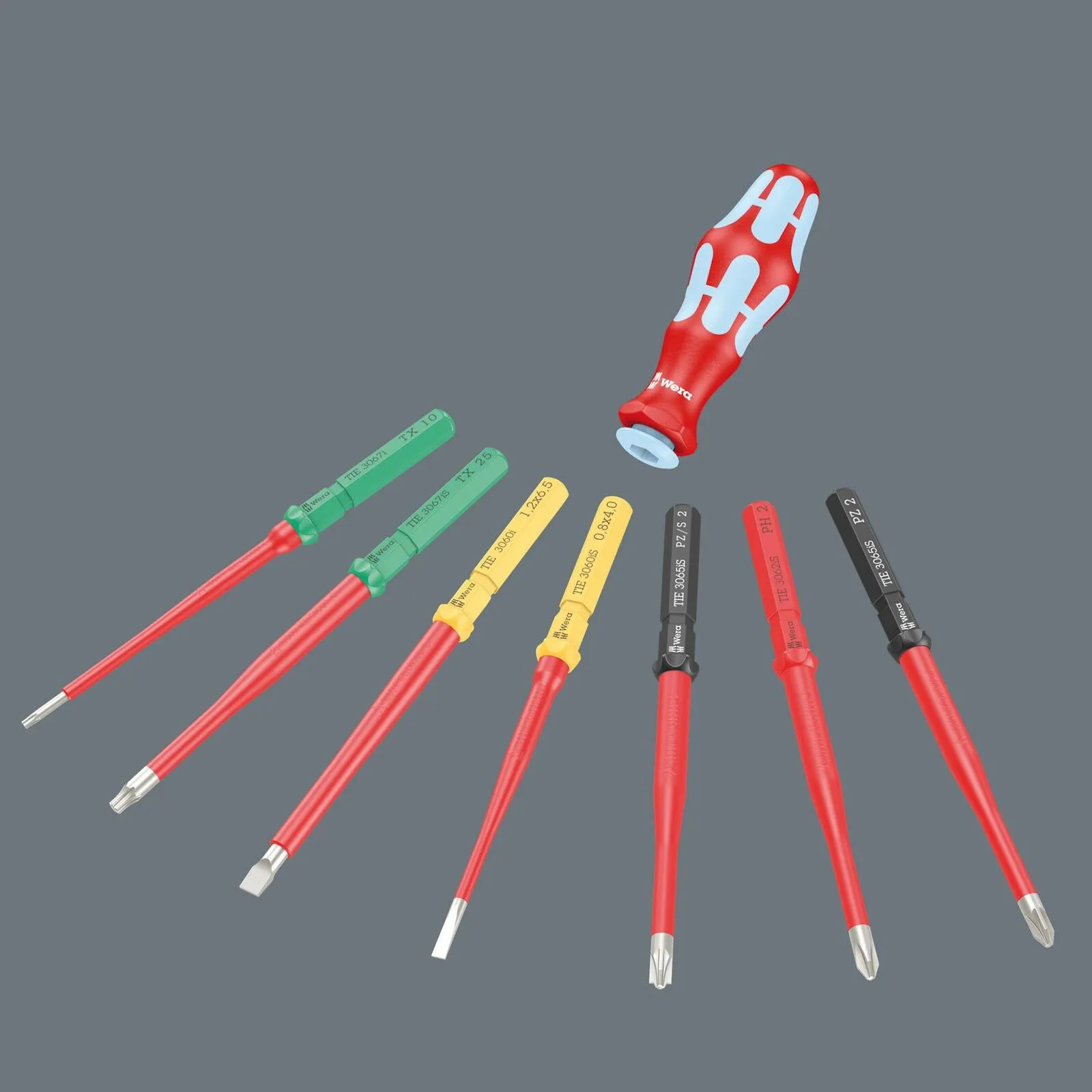 Wera Interchangeable VDE Screwdriver Set Kraftform Kompakt VDE Stainless 17 Extra Slim 1 Tool Finder 17 Pieces