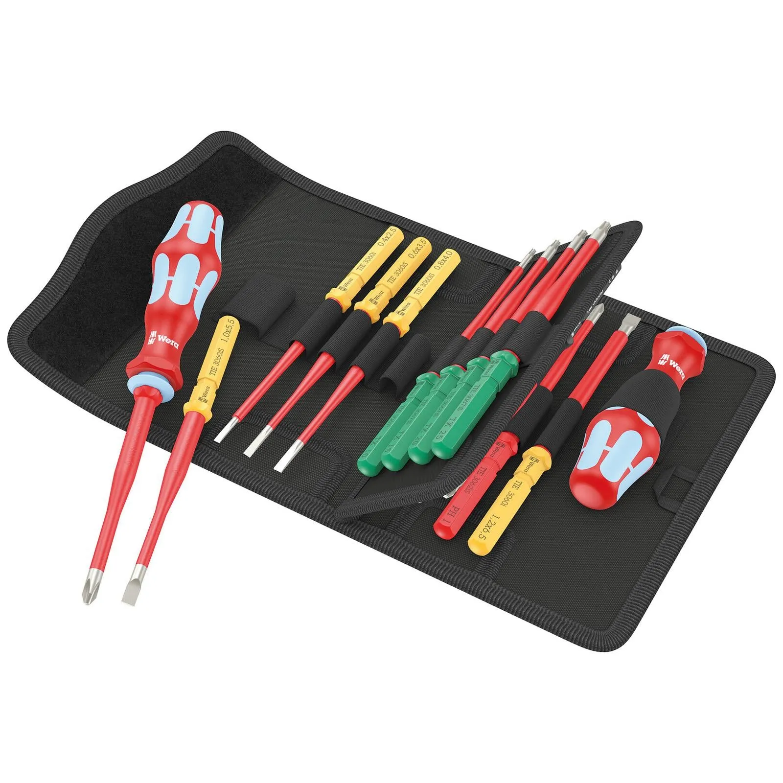 Wera Interchangeable VDE Screwdriver Set Kraftform Kompakt VDE Stainless 17 Extra Slim 1 Tool Finder 17 Pieces