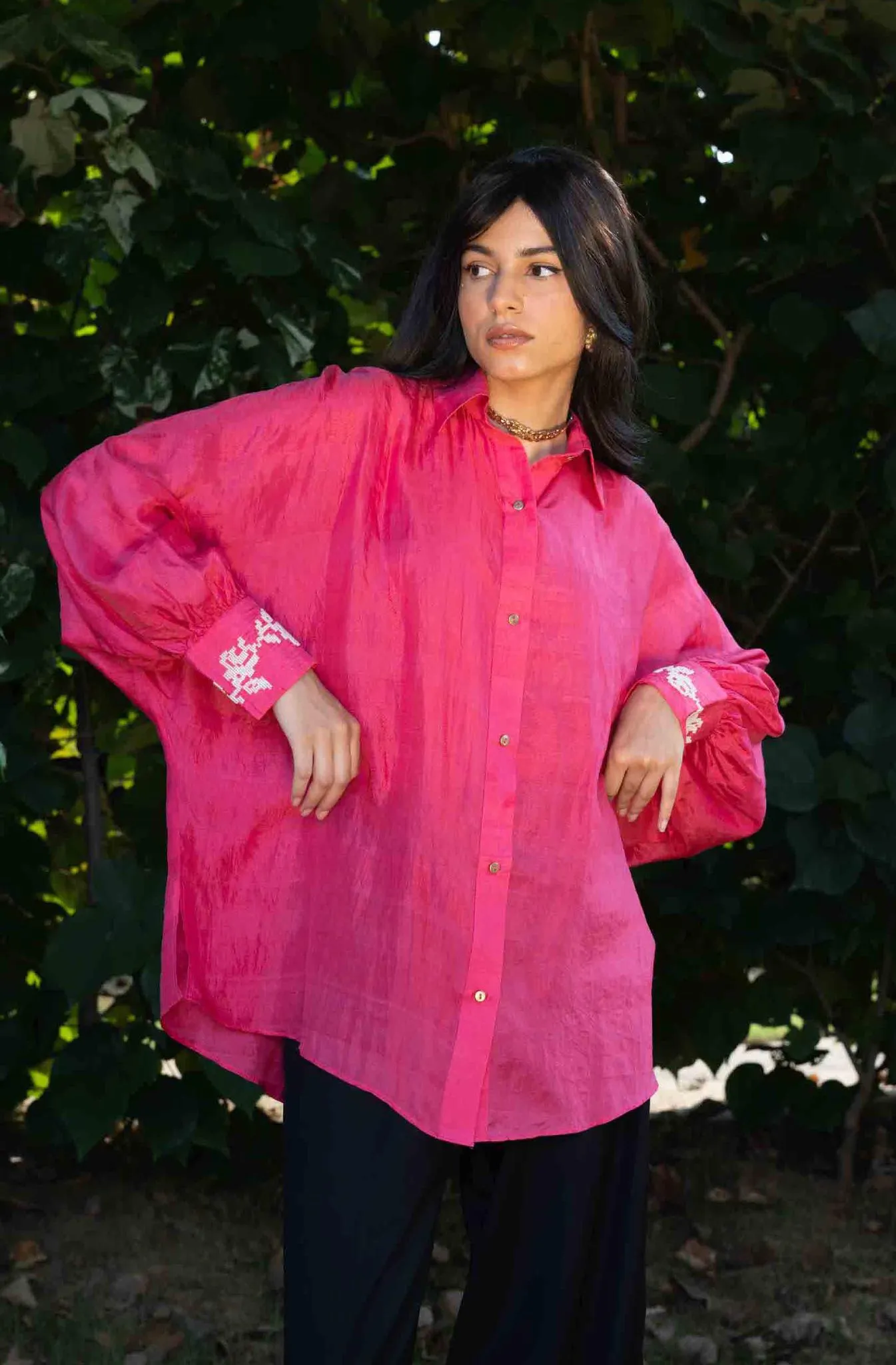 White Rose Silk Shirt