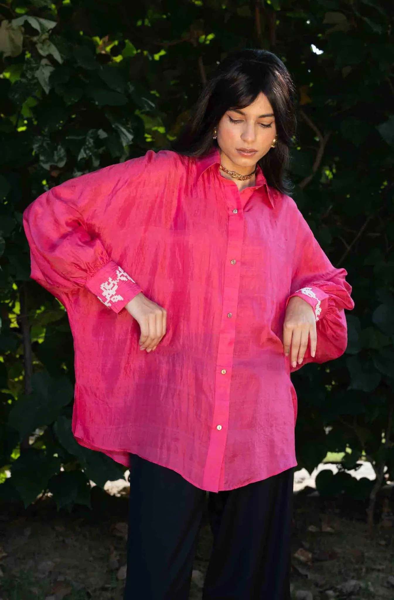 White Rose Silk Shirt