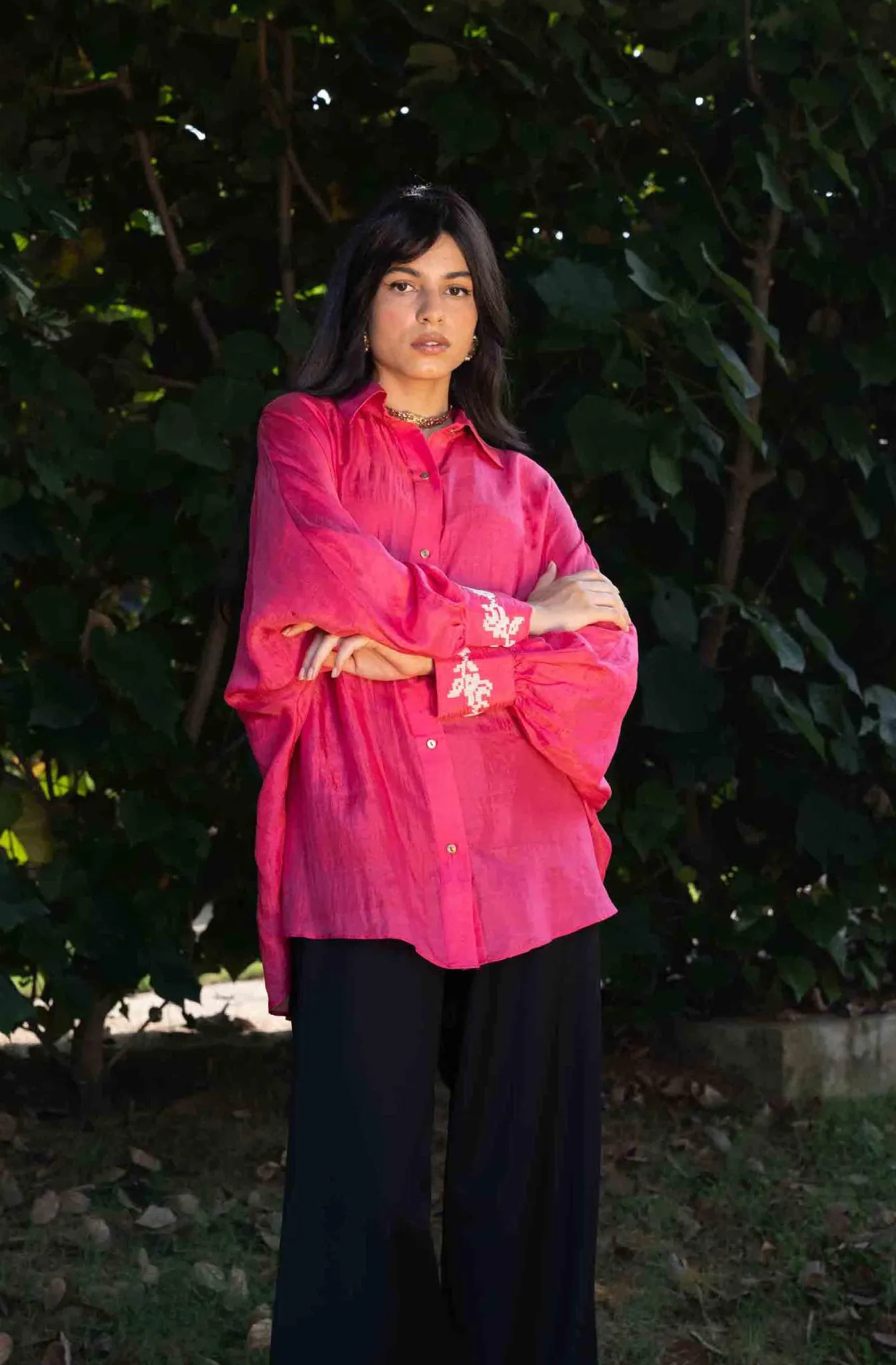 White Rose Silk Shirt