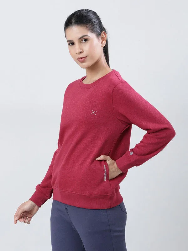 Women Maroon Solid Sweatshirts-CROSS CHILL SWEAT SHIRT_Maroon